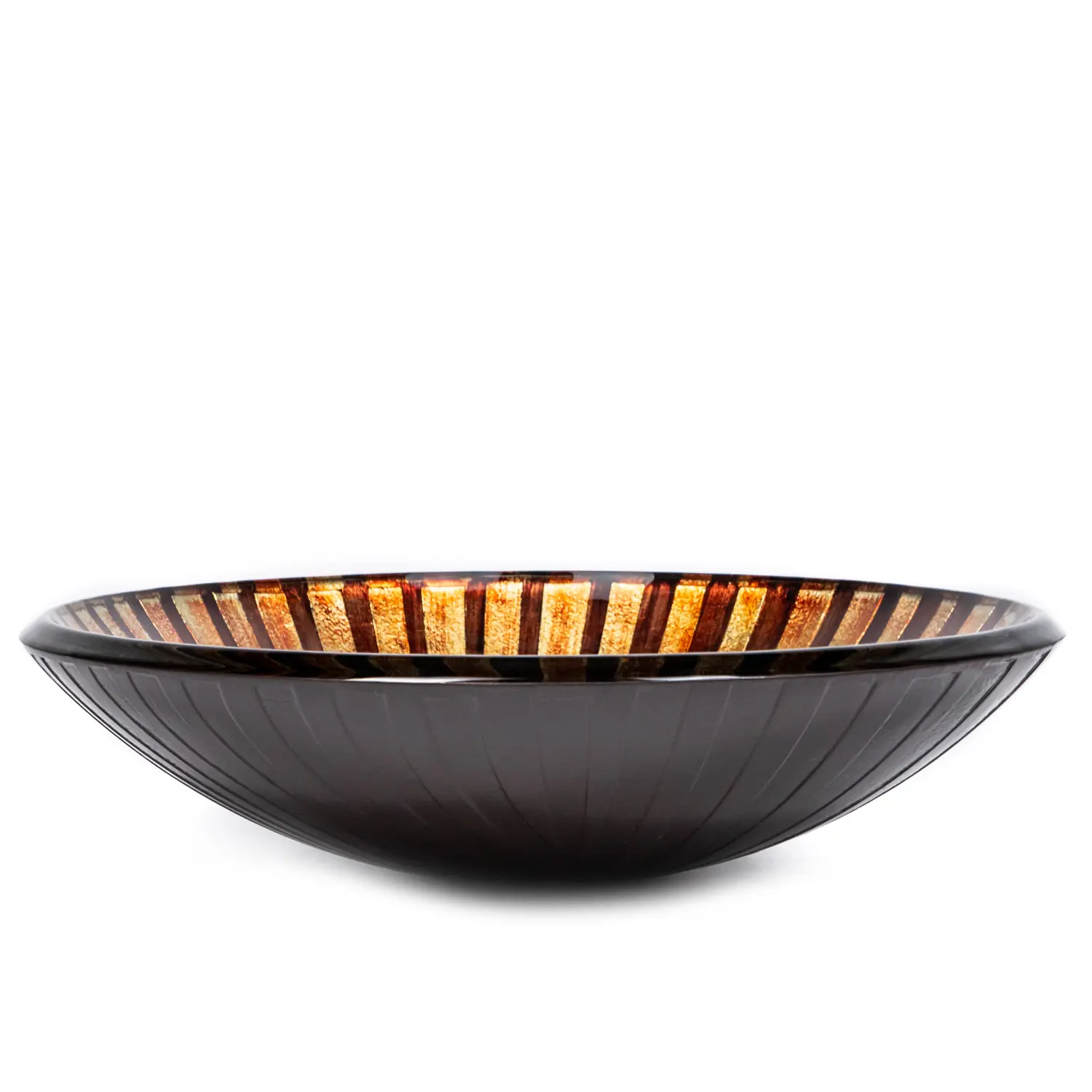 Üveg mosdókagyló fekete/bronz színnel, kör alakú, ajándék lefolyóval (12-079)