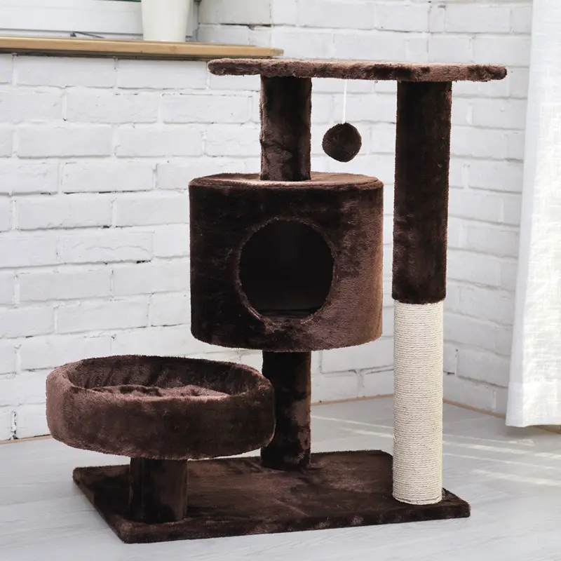 Macskabútor, macskafa többszintes sötétbarna színben 75cm (ST043-BROWN) kaparófa