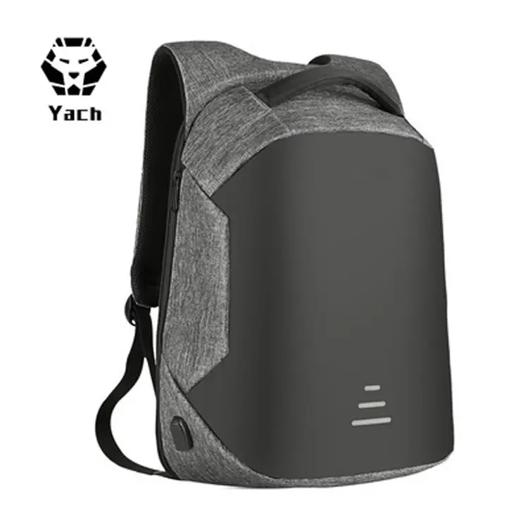 YACH 15.6'' USB-s laptop hátizsák, hátitáska fekete-szürke (2205-GREY)