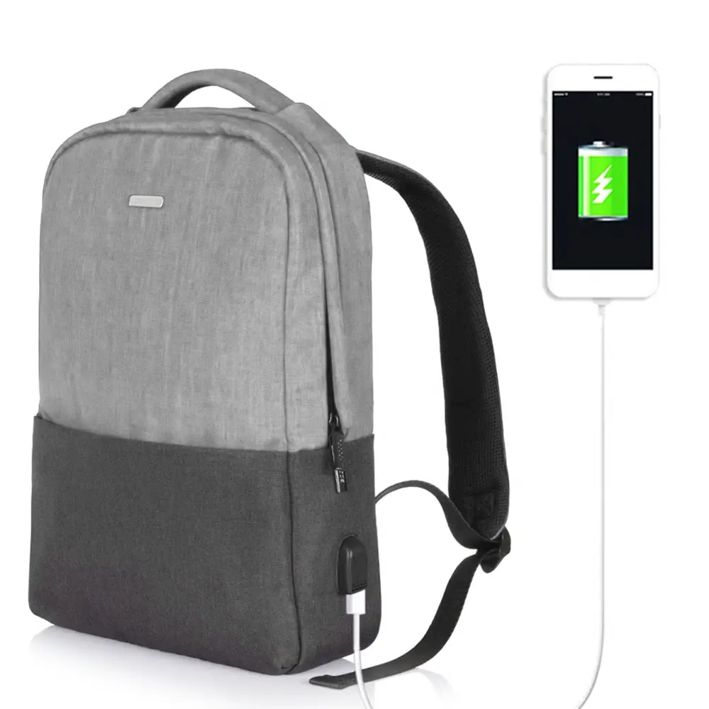 OSOCE 15.6'' USB-s laptop hátizsák, hátitáska szürke-fekete színben vízálló (S8-GREY-BLACK)