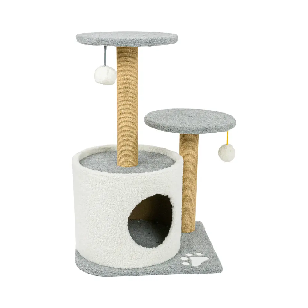 Macskabútor, macskafa többszintes fehér-szürke színben 70cm (ST-079-WHITE-GREY) kaparófa