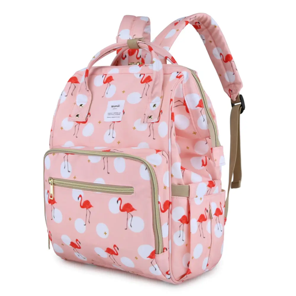 Pelenkázó hátizsák, hátitáska rózsaszín színben mintával (ST-MB-JA1911-125-PINK) pelenkázótáska