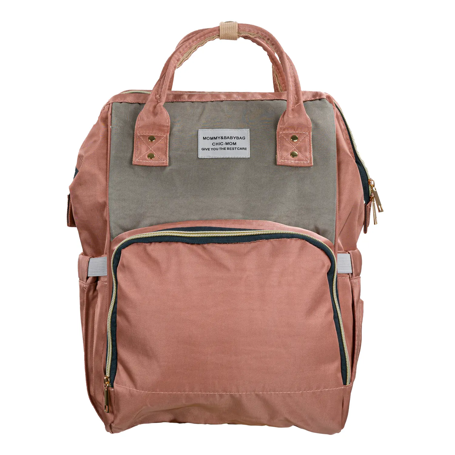 Pelenkázó hátizsák, hátitáska rózsaszín-szürke színben (ST-MB-JA1911-118-PINK-GRAY) pelenkázótáska