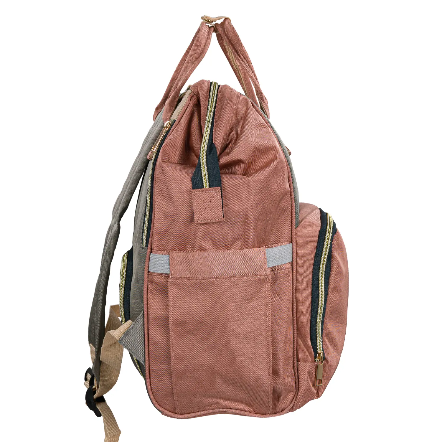Pelenkázó hátizsák, hátitáska rózsaszín-szürke színben (ST-MB-JA1911-118-PINK-GRAY) pelenkázótáska