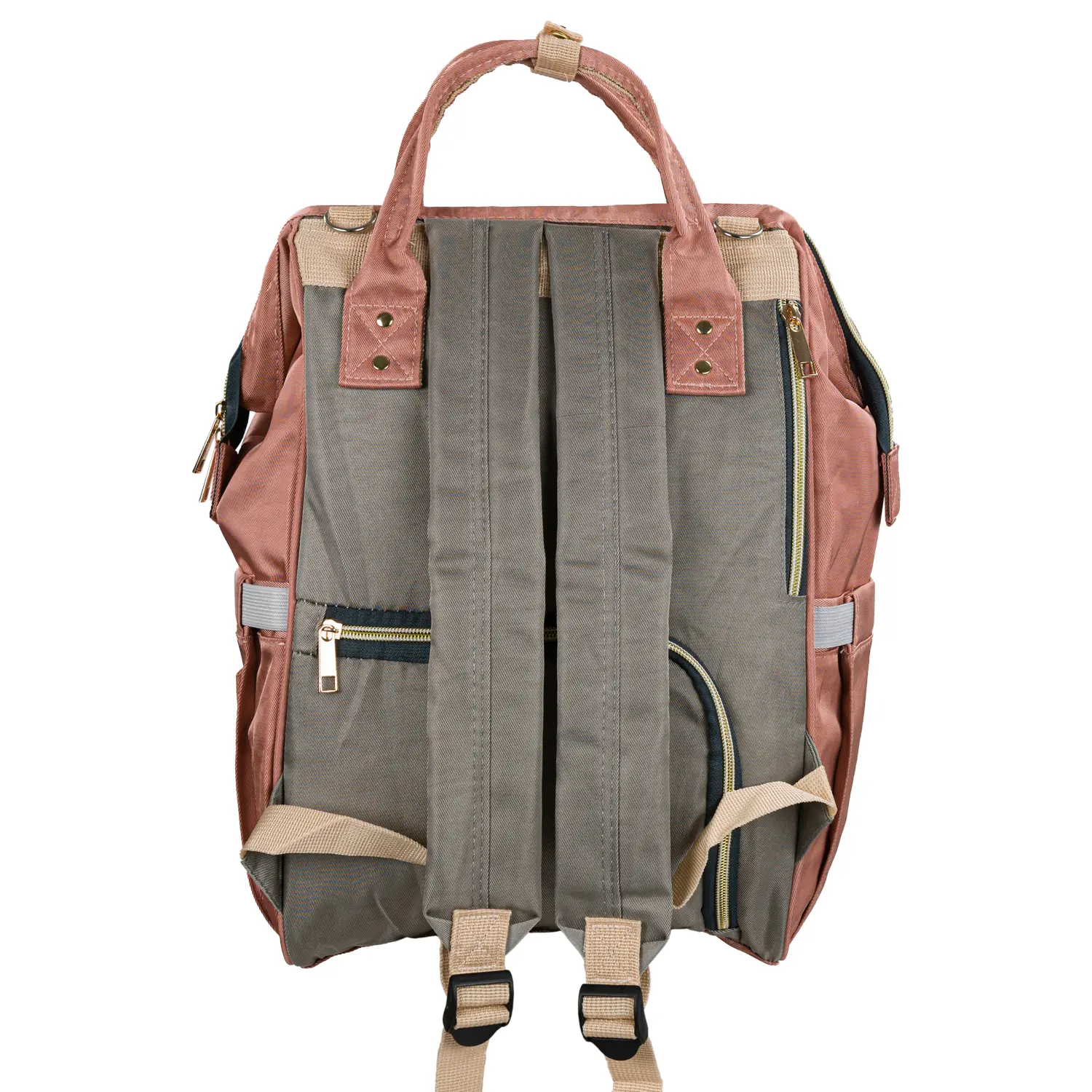 Pelenkázó hátizsák, hátitáska rózsaszín-szürke színben (ST-MB-JA1911-118-PINK-GRAY) pelenkázótáska