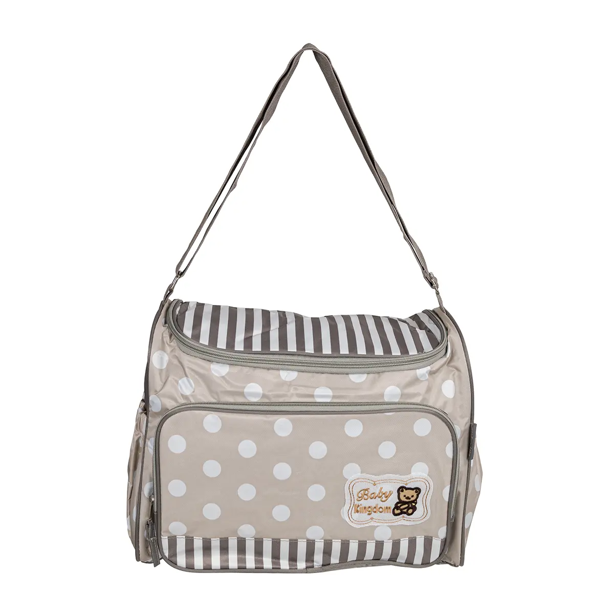 Pelenkázó válltáska, táska szürke-bézs színben pöttyözött mintával (ST-MB-2160-GRAY-BEIGE) pelenkázótáska
