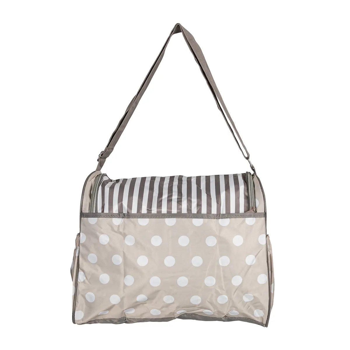 Pelenkázó válltáska, táska szürke-bézs színben pöttyözött mintával (ST-MB-2160-GRAY-BEIGE) pelenkázótáska