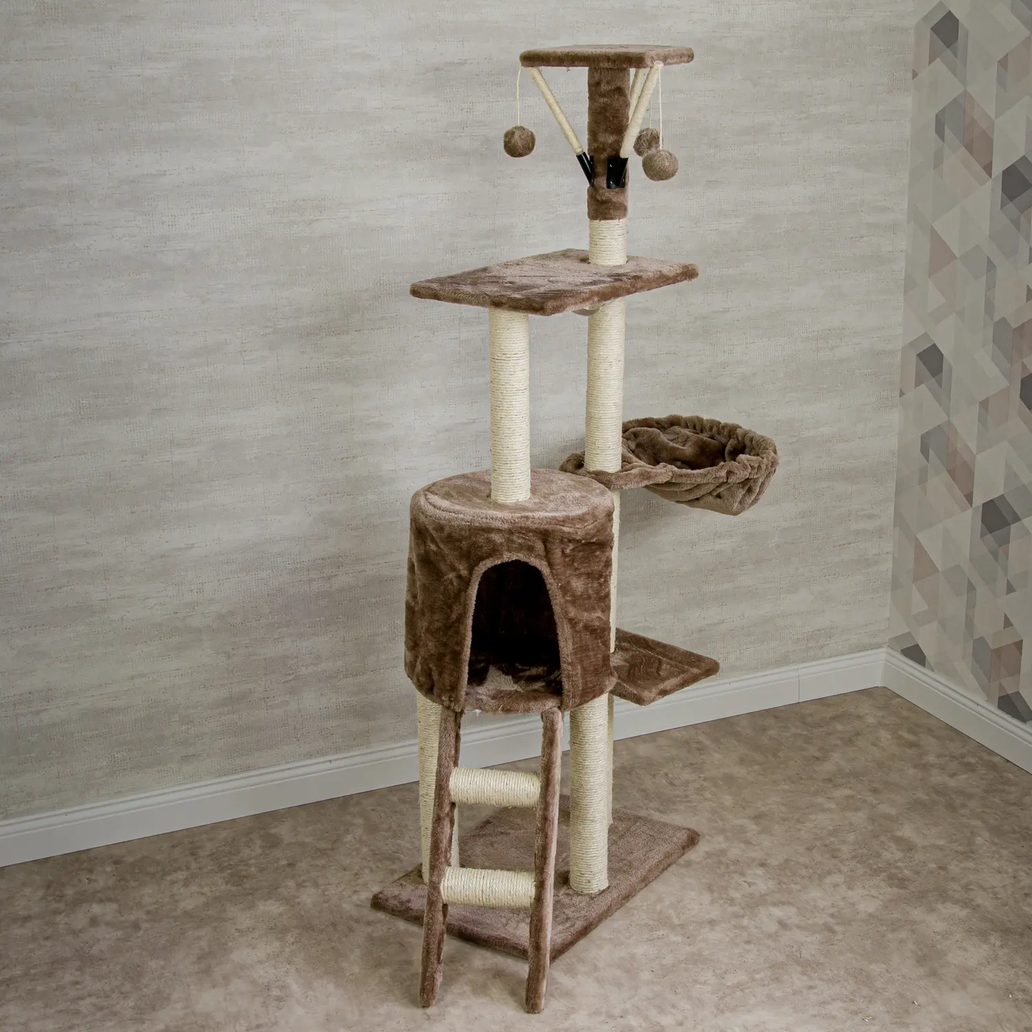 Macskabútor, macskafa sokszintes 138cm (ST138-LIGHTBROWN) kaparófa