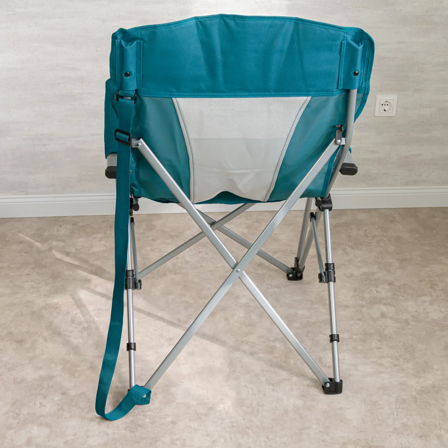Összecsukható horgász szék, kempingszék kihajtható pohártartóval türkiz (JA1911-97-TURQUOISE)