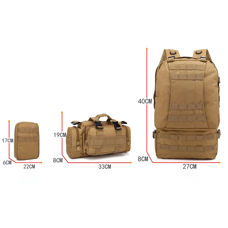 Military hátizsák, túrahátizsák, hátitáska háromrészes, 3db-os terepmintás (BL002-JUNGLE-CAMOUFLAGE)