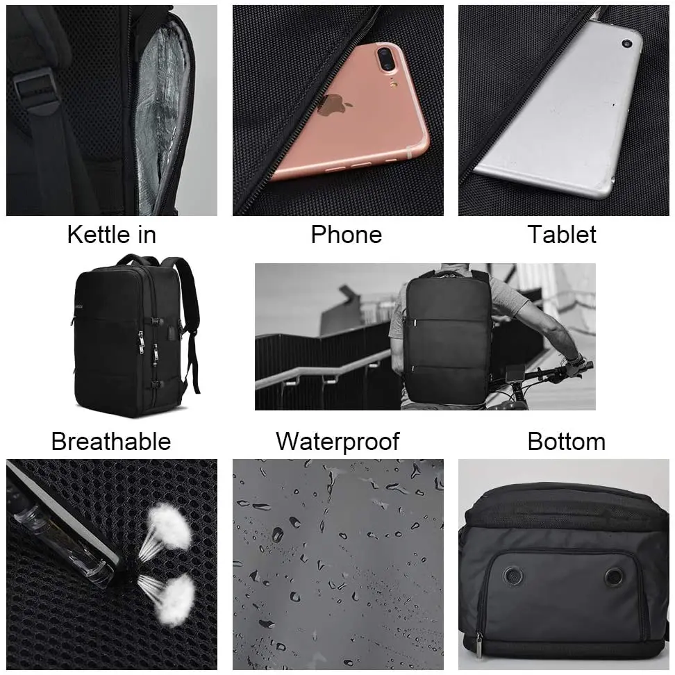 OSOCE 17'' USB-s laptop hátizsák, hátitáska fekete színben vízálló (S32-BLACK)