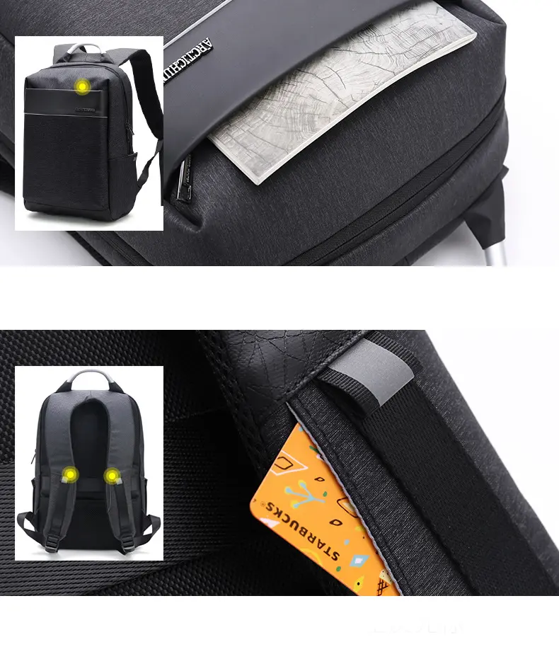 Arctic Hunter 15.6'' USB-s laptop hátizsák, hátitáska fekete színben vízálló (B00218-BLACK)