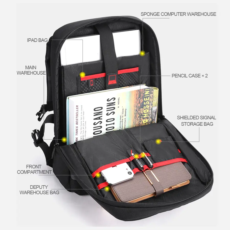 Arctic Hunter 15.6'' USB-s laptop hátizsák, hátitáska szürke színben, terepmintás vízálló (B00352-GREY)