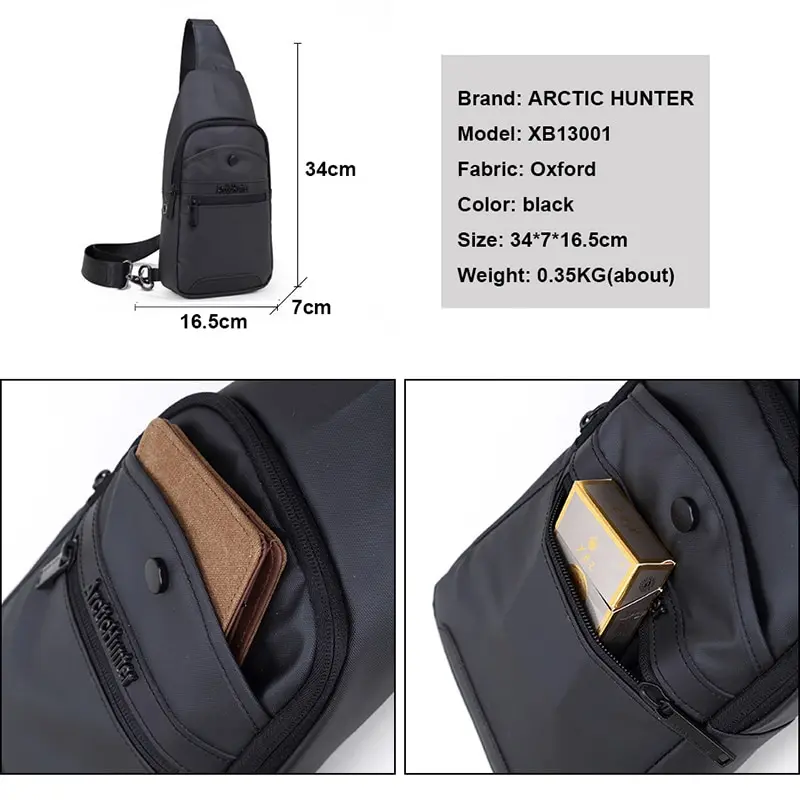 Arctic Hunter egypántos hátizsák, hátitáska, válltáska fekete színben vízálló (XB13001-BLACK)