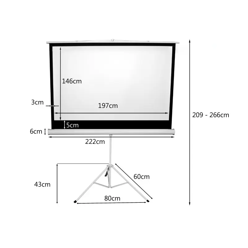 Projektor vászon, vetítővászon állvánnyal 200x150cm (XES200X150)