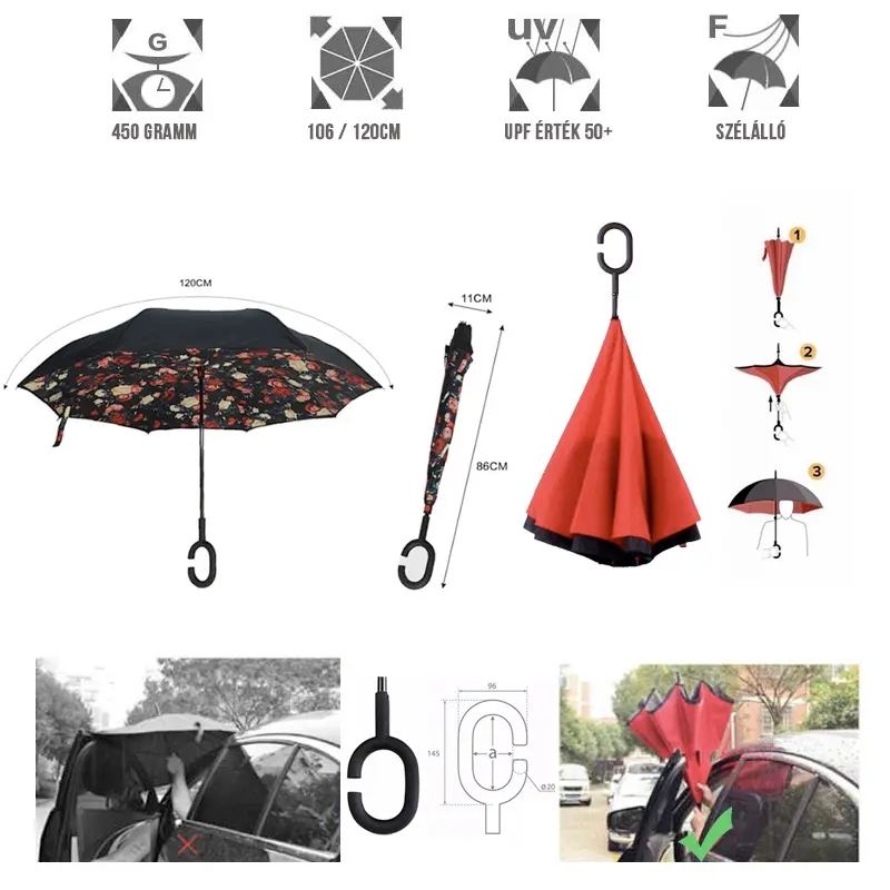 C nyakú esernyő szürke (UMB-D6)