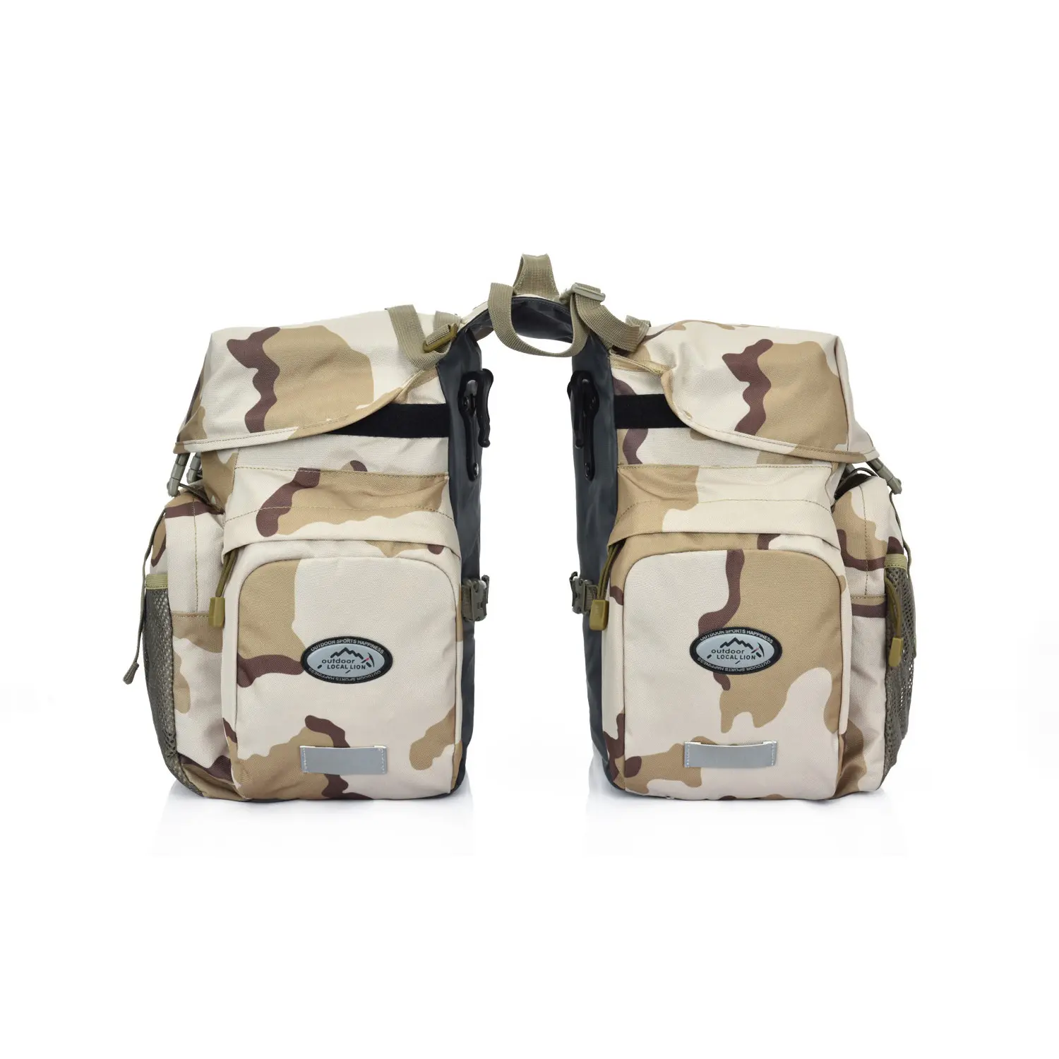 Dupla kerékpáros táska, biciklis táska csomagtartóra terepmintás (521-CAMO)