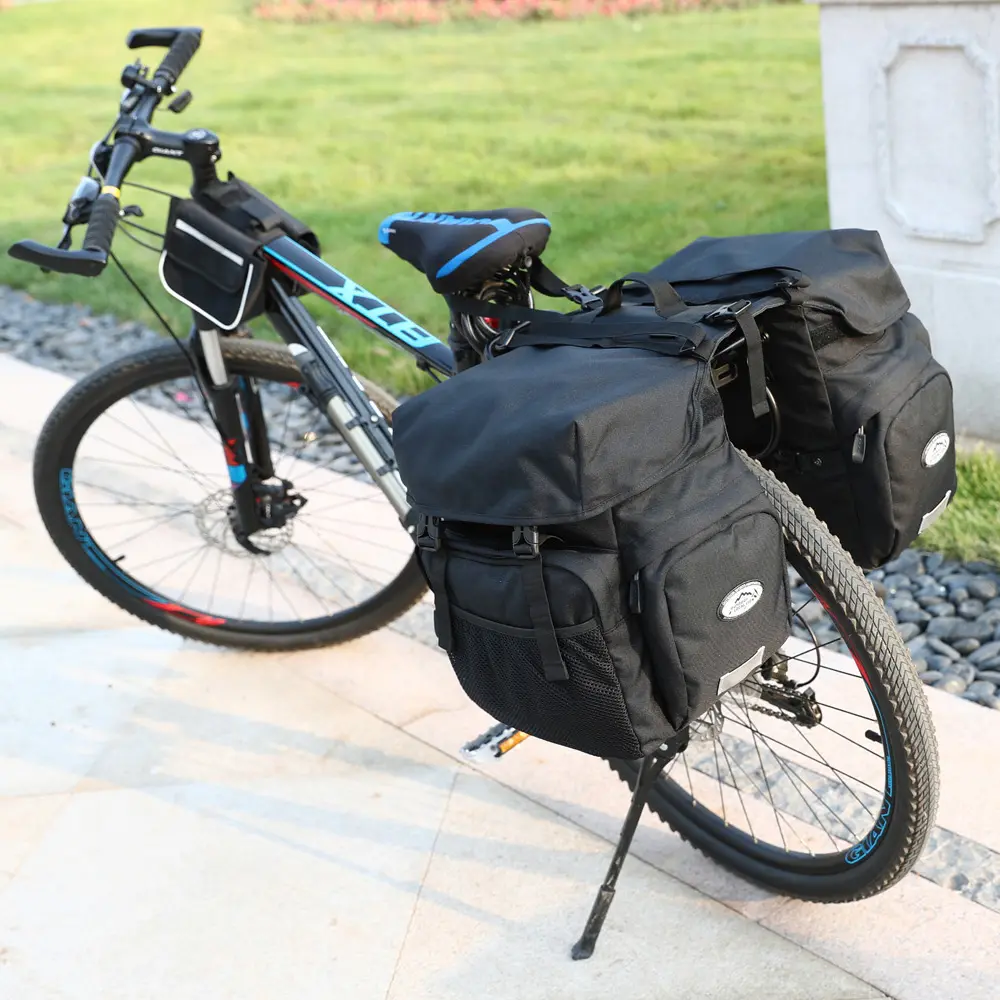 Dupla kerékpáros táska, biciklis táska csomagtartóra fekete (521-BLACK)