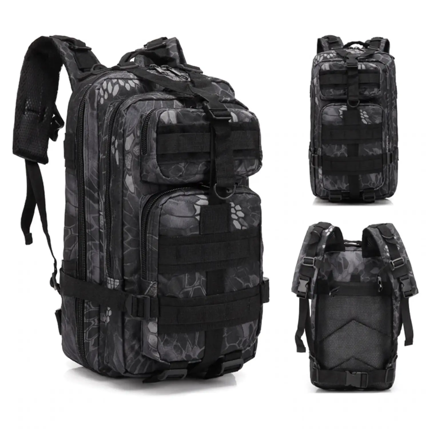 Military hátizsák, túrahátizsák, hátitáska fekete terepmintás katonai (BL008-SNAKE-BLACK)