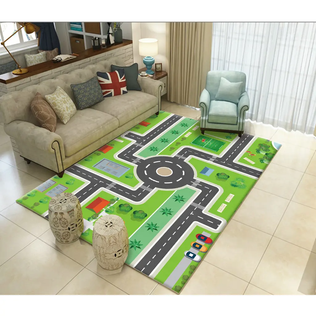 Gyerek autópályás játszószőnyeg, gyerekszőnyeg mintás 130x180 cm (KIDS-CARPET-10)