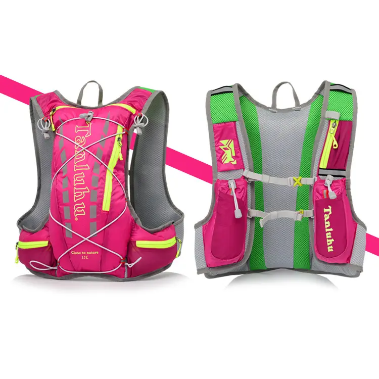 Sportmellény, futómellény, táska terepfutáshoz 15L rózsaszín (FK679-PINK)