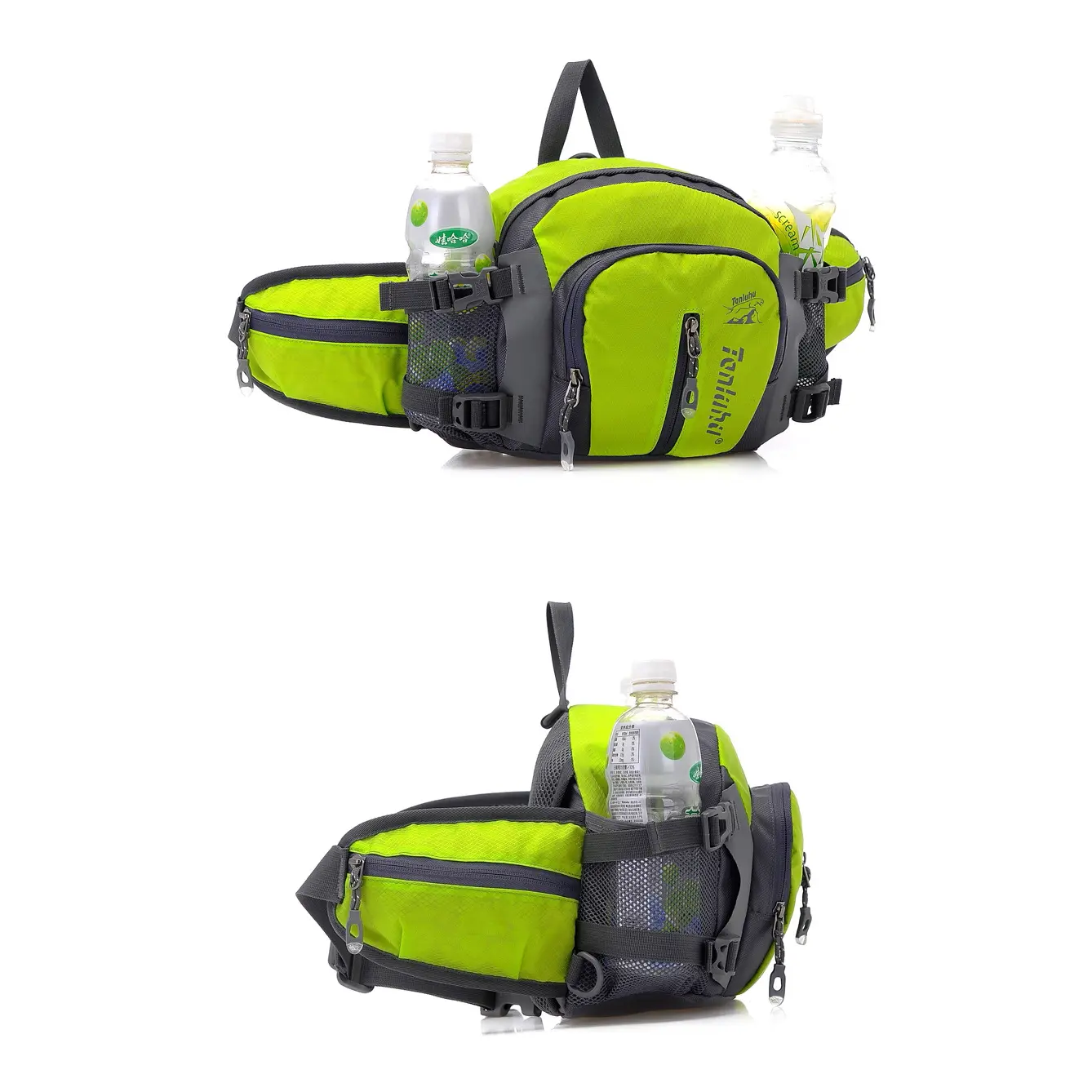 Övtáska, deréktáska sportoláshoz kulacstartóval, vállpánttal zöld (332-GREEN)