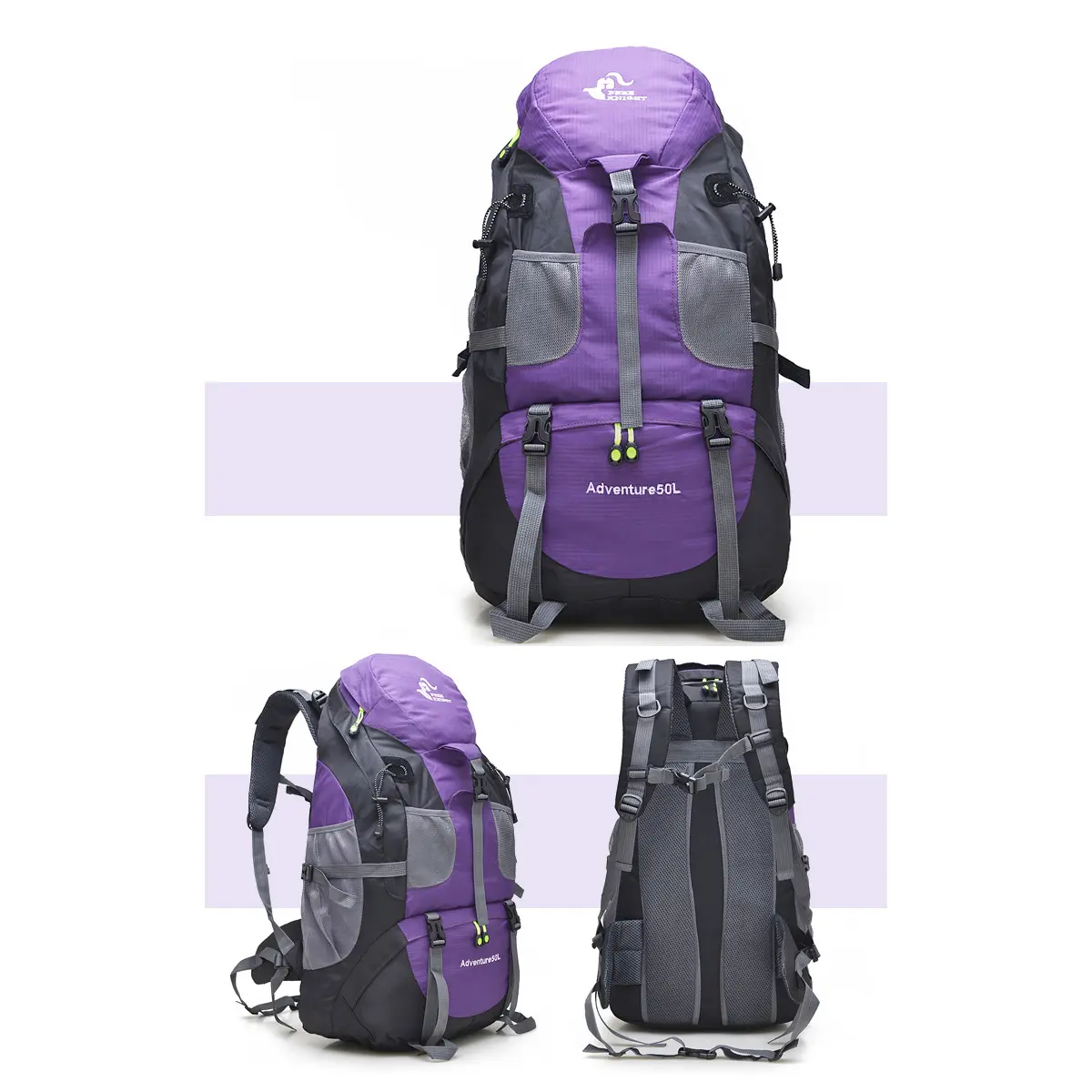 Túrahátizsák, kiránduló hátizsák, táska 50L lila (FK0396-PURPLE)