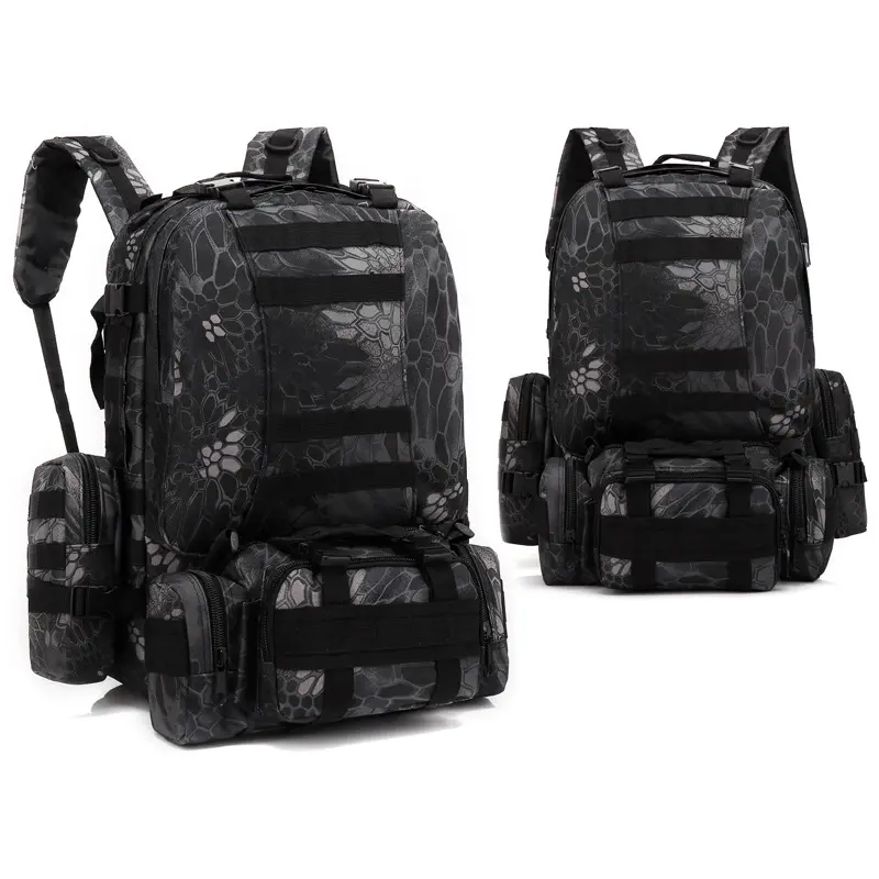 Military hátizsák, túrahátizsák, hátitáska háromrészes, 3db-os terepmintás (BL002-SNAKE-BLACK)