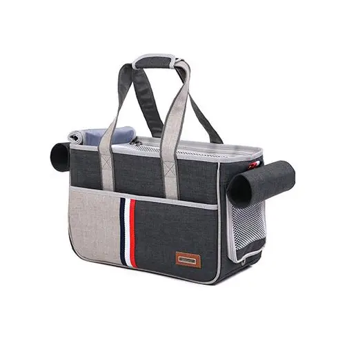 Kisállat hordozó táska, kutya, macska szállítóbox vállpánttal sötétszürke (456-M-DARK-GREY)