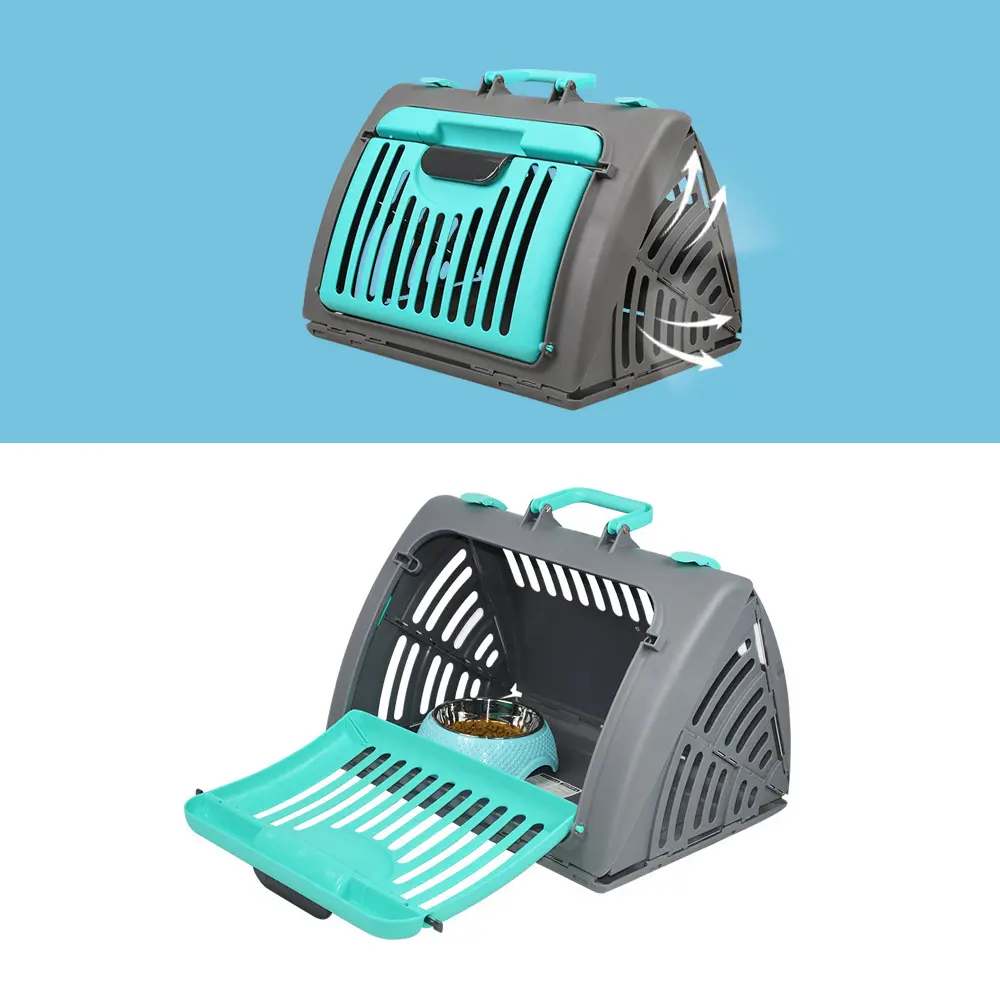 Kisállat szállítóbox, kutya, macska hordozó kék (pet-cage-blue) 