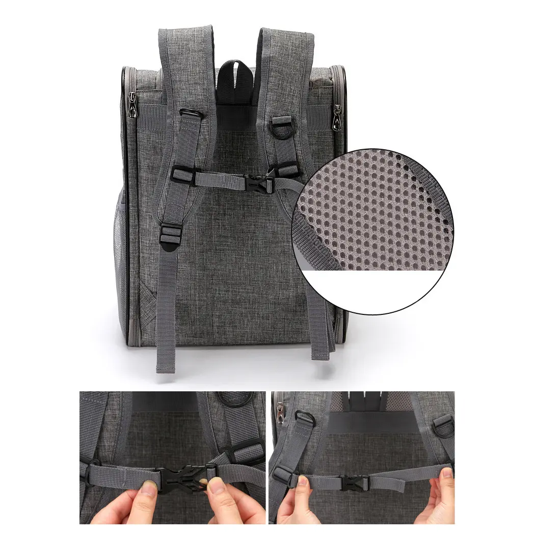 Kisállat hordozó táska, kutya, macska hátizsák fekete (pet-carrier-2-black)