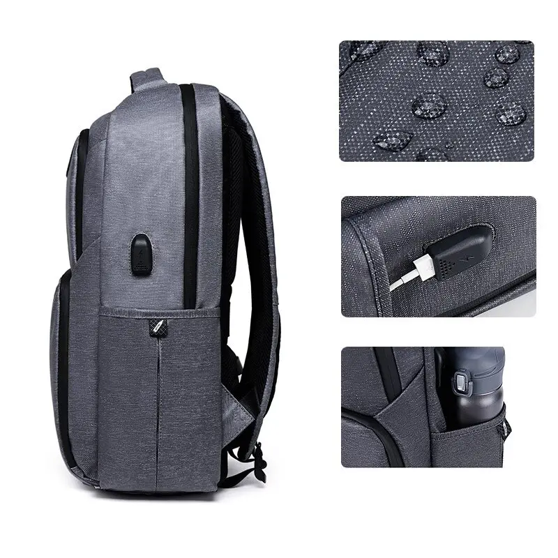 Arctic Hunter 17'' USB-s laptop hátizsák, hátitáska világosszürke színben vízálló (B00266-LIGHT-GREY)