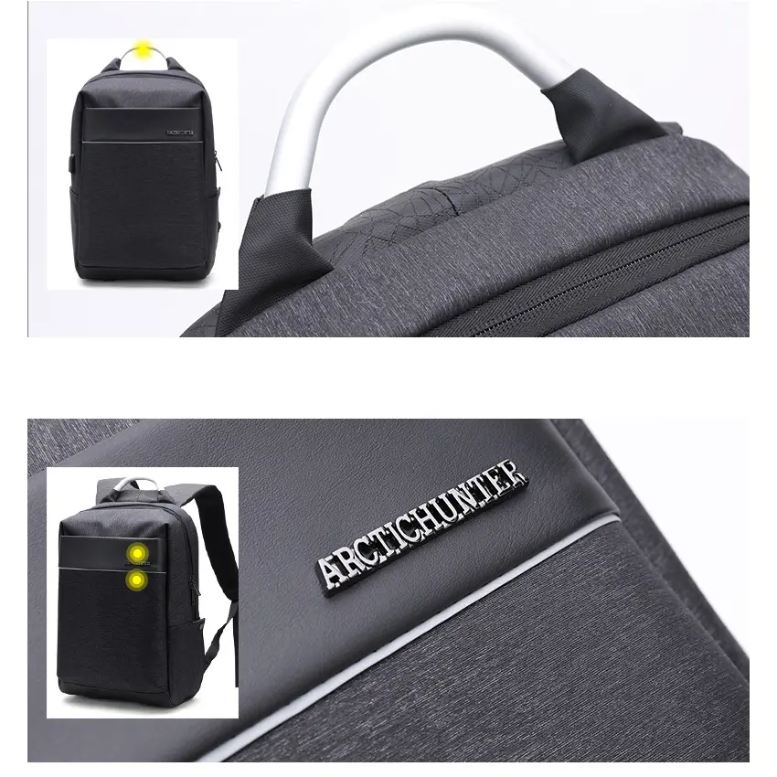 Arctic Hunter 15.6'' USB-s laptop hátizsák, hátitáska szürke színben vízálló (B00218-GREY)