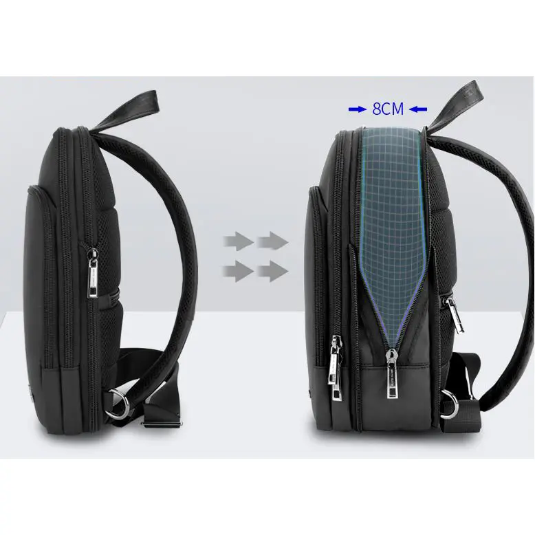 Arctic Hunter USB-s egypántos hátizsák, hátitáska, válltáska fekete színben vízálló (XB000111-2-BLACK)