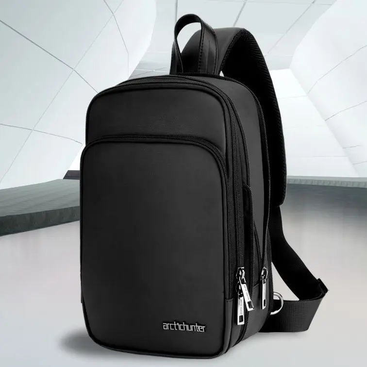 Arctic Hunter USB-s egypántos hátizsák, hátitáska, válltáska fekete színben vízálló (XB000111-2-BLACK)