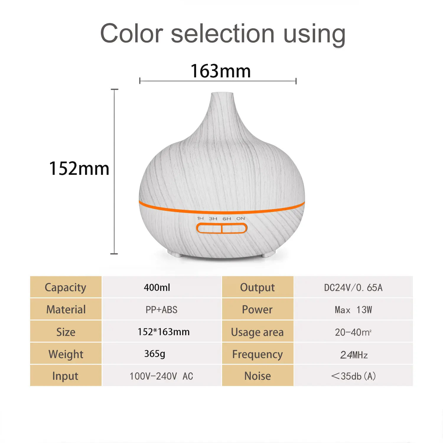 Párásító, aroma diffúzor készülék 400ml sötétbarna színben (YX-025-DARK-WOOD) ultrahangos