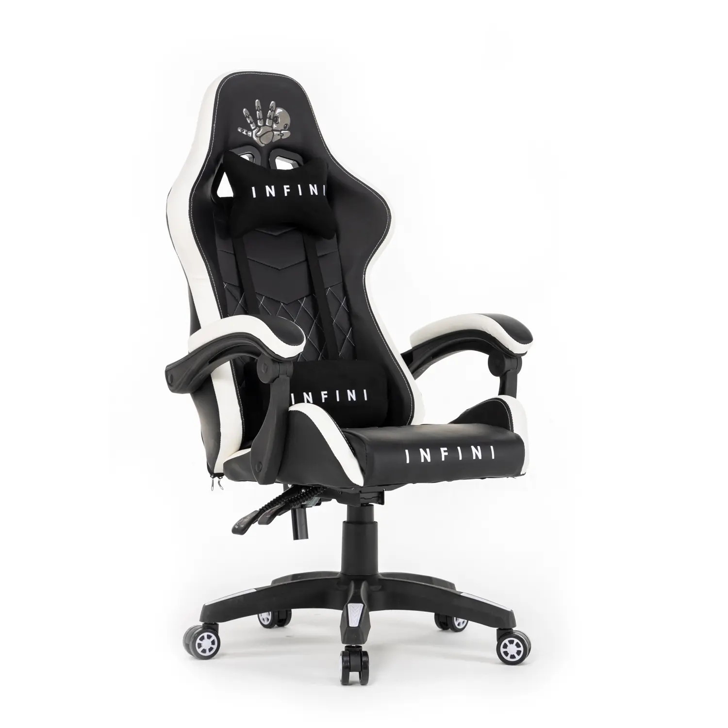 Gamer szék, forgószék fekete-fehér (INFINI-FIVE-BLACK-WH)