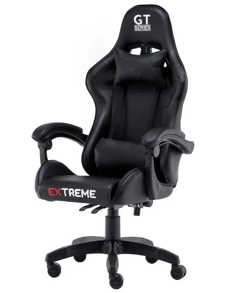 Gamer szék, forgószék fekete nyak-és derékpárnával (EXTREME-GT-BLACK)