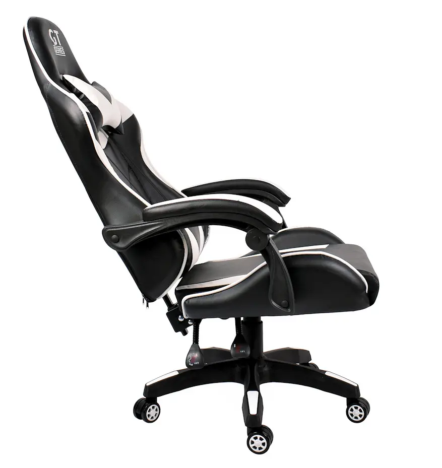 Gamer szék, forgószék fekete-fehér nyak-és derékpárnával (EXTREME-GT-BLACK-WHITE)