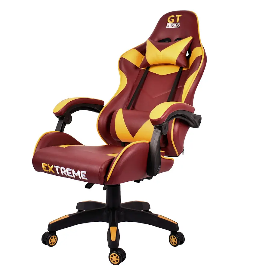 Gamer szék, forgószék barna-sárga nyak-és derékpárnával (EXTREME-GT-CHOKOLATE-YELLOW)
