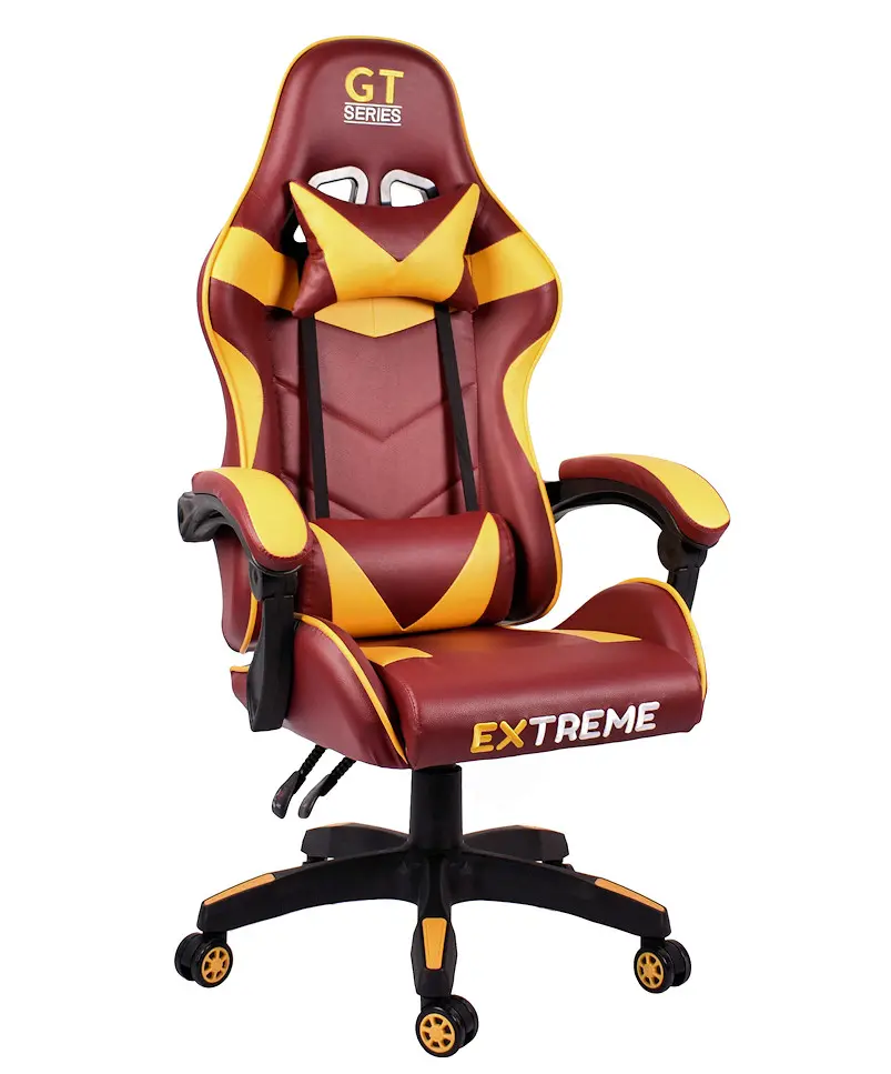 Gamer szék, forgószék barna-sárga nyak-és derékpárnával (EXTREME-GT-CHOKOLATE-YELLOW)