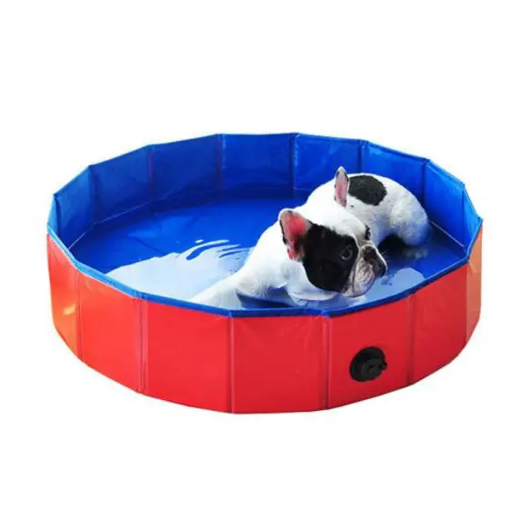 Összehajtható piros PVC kutyamedence 120 x 30 cm (pet-bathtub-red-120x30)