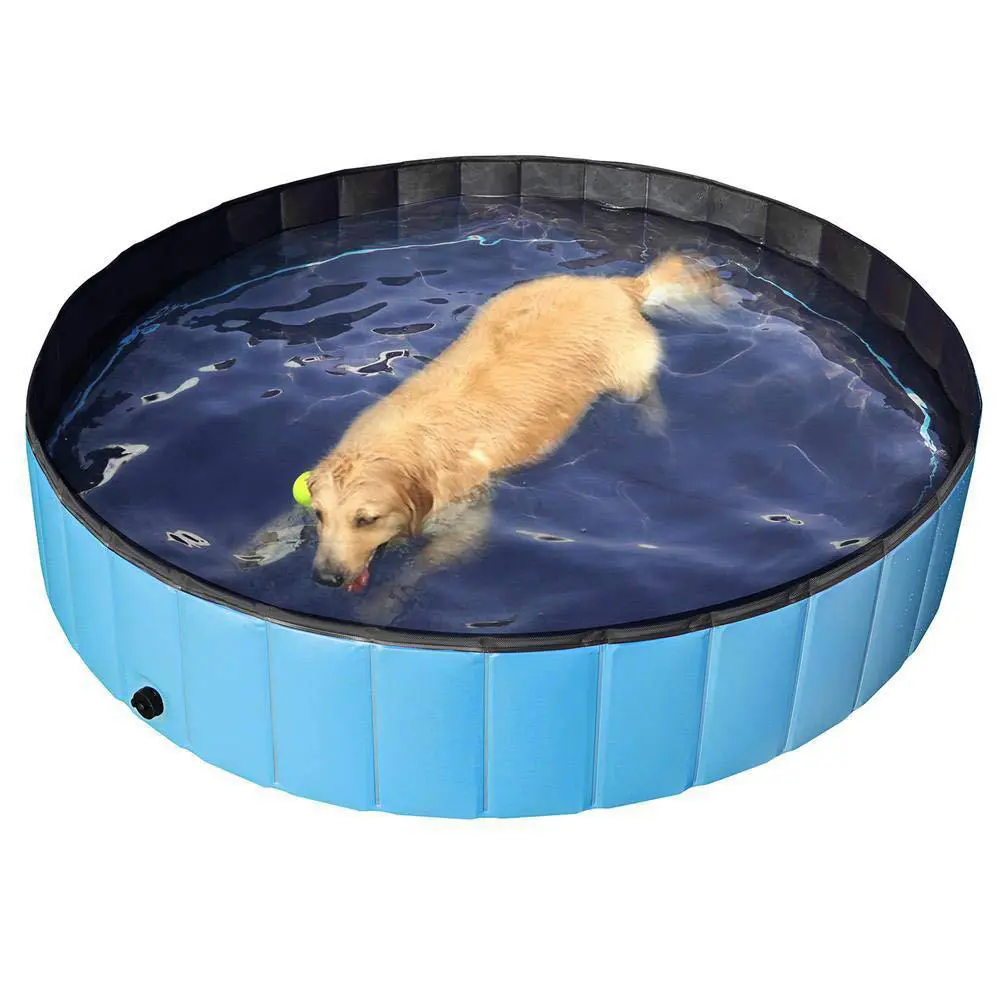 Összehajtható kék PVC kutyamedence 160 x 30 cm (pet-bathtub-blue-160x30)