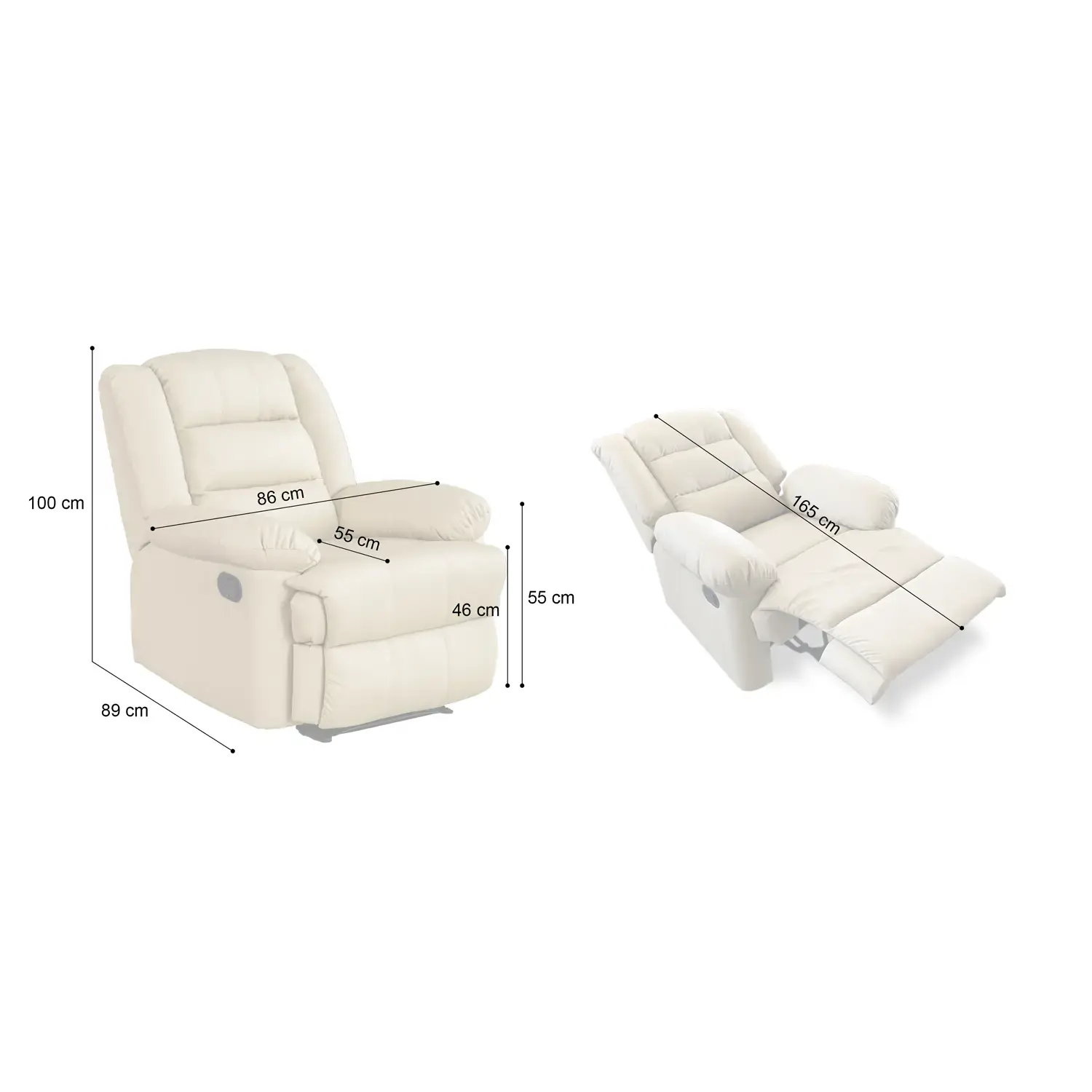 Fekvőfotel, relax fotelágy dönthető háttámlával, lábtartóval szürke szövet (8002-SMOKE-GREY)