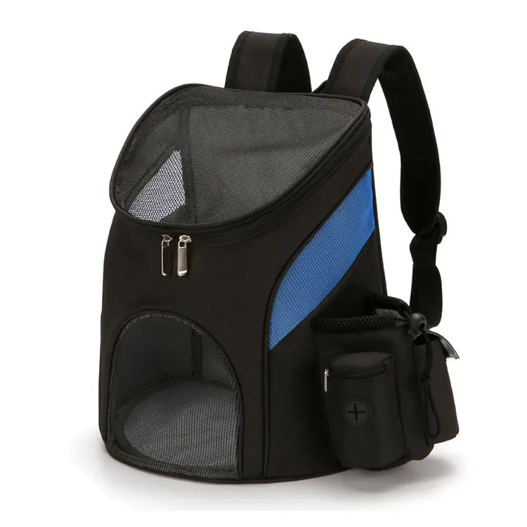 Kisállat hordozó táska, kutya, macska hátizsák fekete-kék (CW8012-BLACK-BLUE)