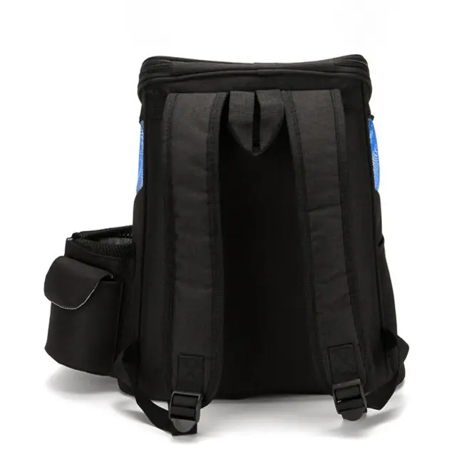 Kisállat hordozó táska, kutya, macska hátizsák fekete-kék (CW8012-BLACK-BLUE)