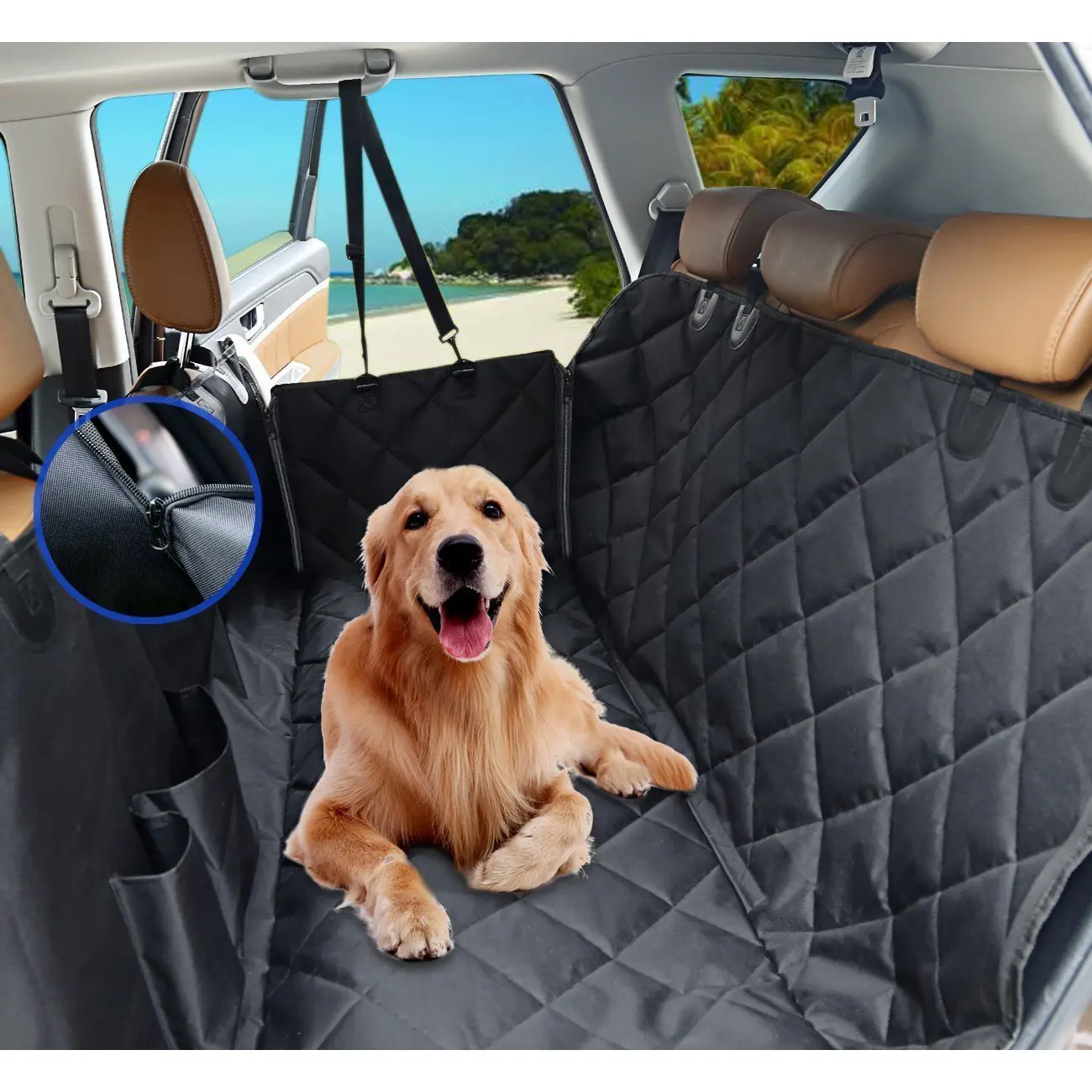 Autós védőhuzat, ülésvédő kutyáknak vízálló fekete színben (PET-CAR-MAT-BLACK-GD012)