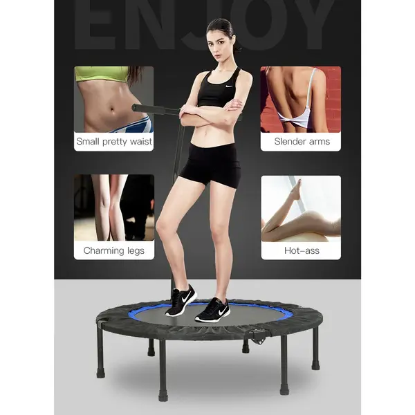 Fitness trambulin kapaszkodóval 100cm, kék-piros (trampoline-40-blue)
