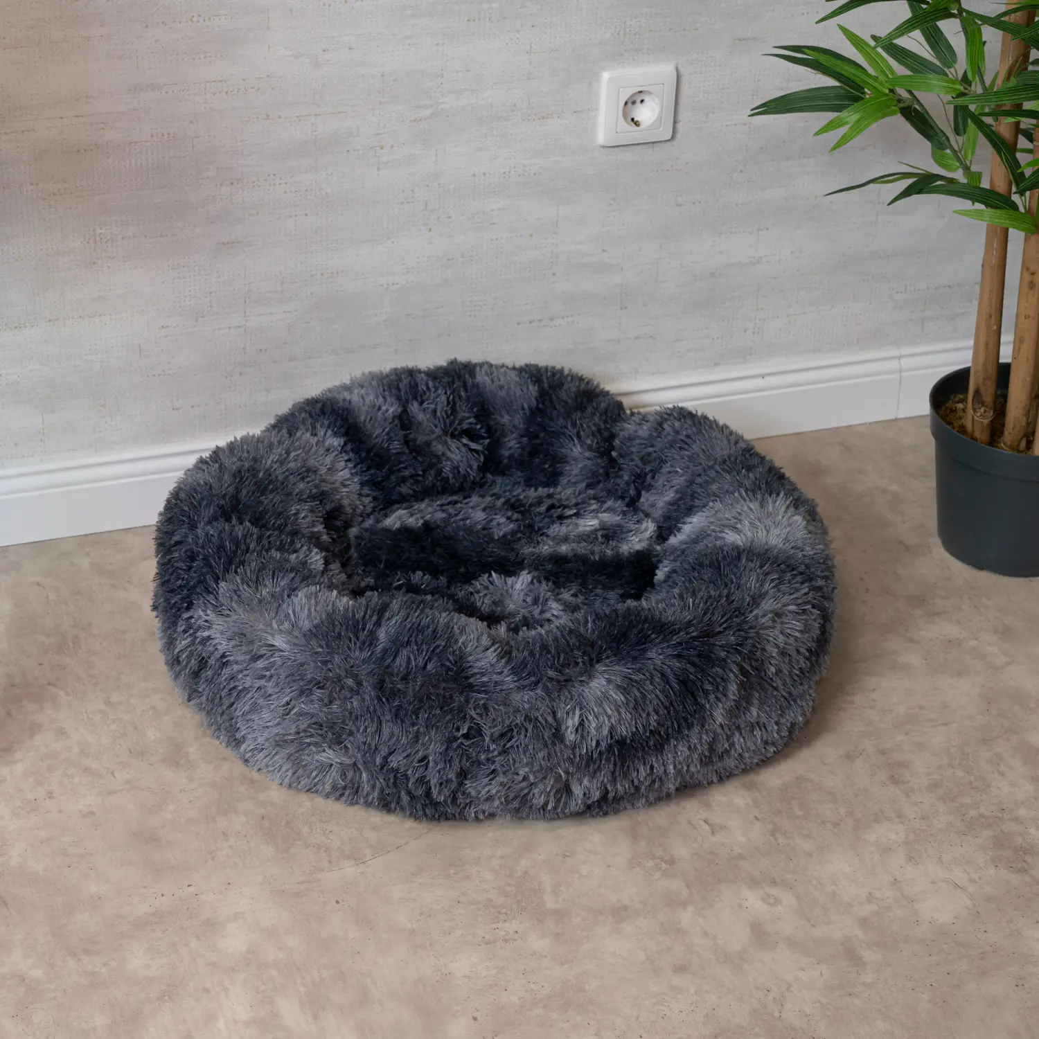 Kutyafekhely, kutyaágy extra puha tarka sötétszürke 50cm (KA2002-DARK-GREY-T-50)