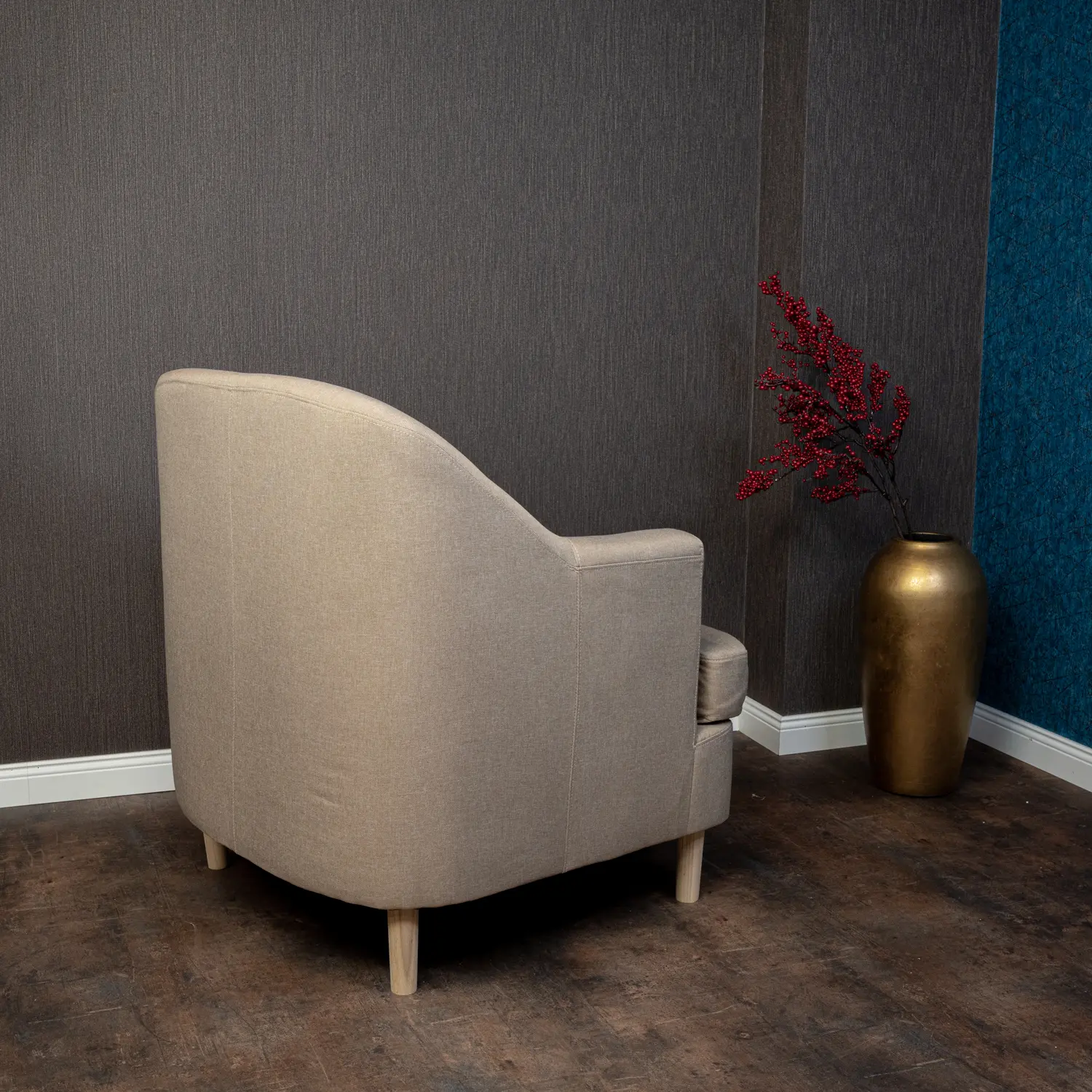 Világosbarna szövet fotel lábzsámollyal (501-LIGHT-BROWN)